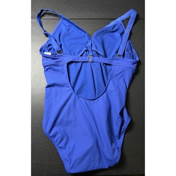 Xhilaration Blue Ribbed Snap Front One Piece Size XL - Picture 2 of 8